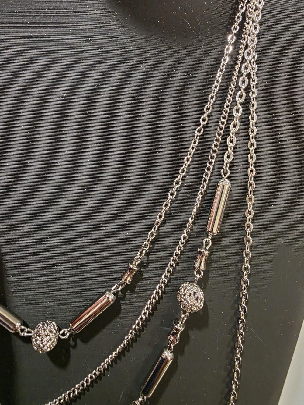 Layered Silver Multi-Chain Necklace for Women - Picture 3 of 3